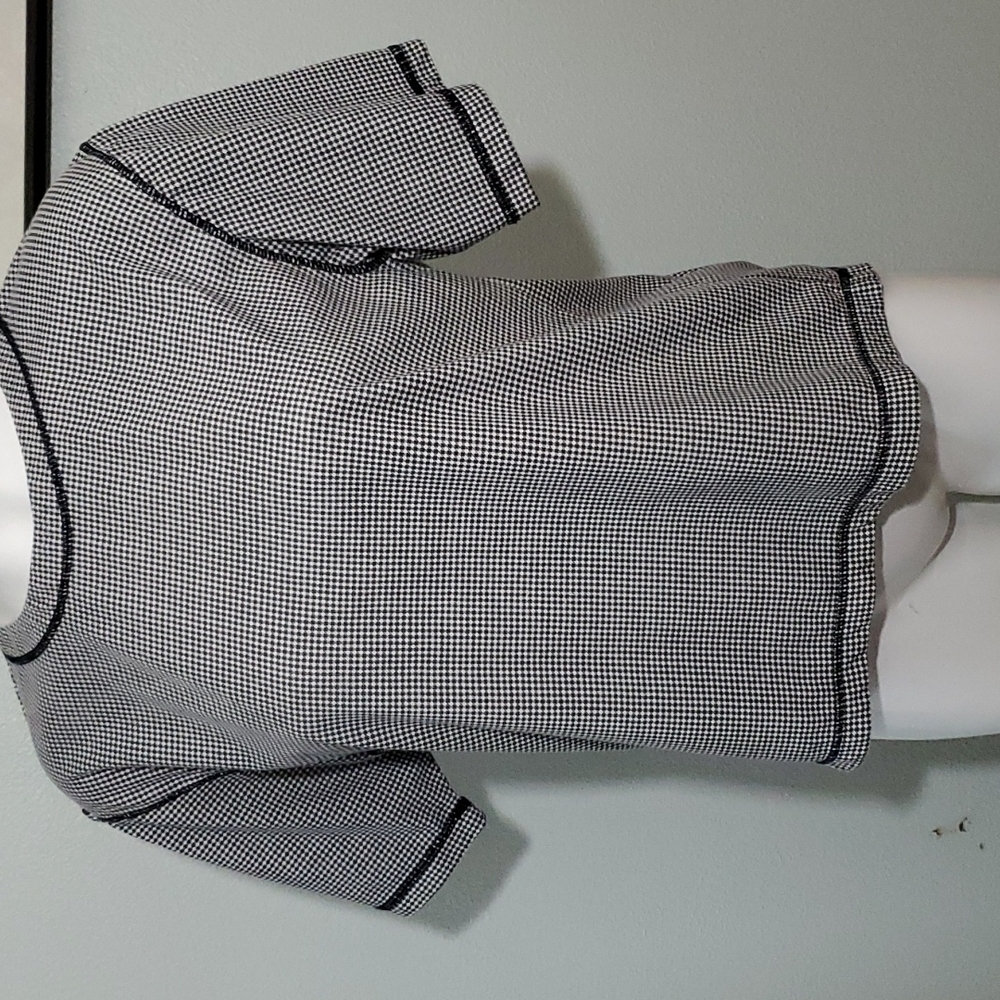 Vintage Justin Allen New York Black/White Houndstooth Short-Sleeve Top-EUC-Sz M